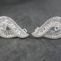Fancy Vintage Sterling Cz Earrings