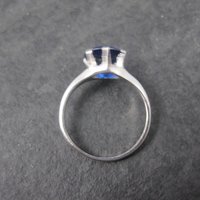 Vintage Sterling Sapphire Solitaire Ring Old New Stock Multiple Sizes UNCAS
