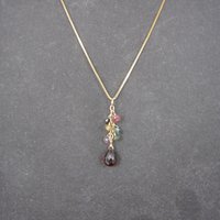 Vintage 14K Briolette Gemstone Pendant Necklace