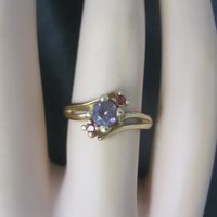 Vintage 10K Zircon Fire Opal Ring Size 6