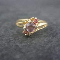 Vintage 10K Zircon Fire Opal Ring Size 6