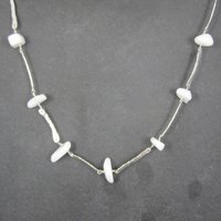 Vintage Hammered Sterling White Quartz Necklace 22 Inches