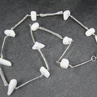 Vintage Hammered Sterling White Quartz Necklace 22 Inches