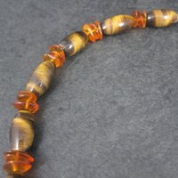 Vintage Sterling Tigers Eye Bead Necklace 17 Inches