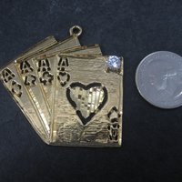 Gold Plated Diamond Cut Ace of Hearts Pendant Focal