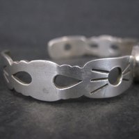 Vintage Mexican Sterling Onyx Cuff Bracelet 7 Inches