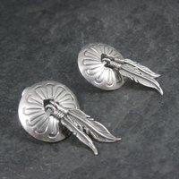 Vintage Southwestern Sterling Feather Earrings