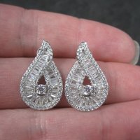 Fancy Vintage Sterling Cz Earrings