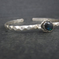 Dainty Southwestern Sterling Paua Shell Cuff Bracelet