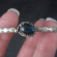 Dainty Southwestern Sterling Paua Shell Cuff Bracelet