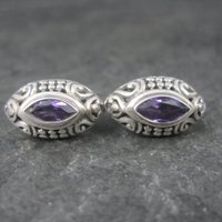 Ornate Sterling Amethyst Earrings