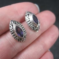 Ornate Sterling Amethyst Earrings