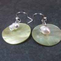 Sterling Green Mother of Pearl Earrings