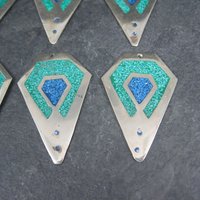 Lot of 6 Vintage Alpaca Mexico Inlay Earring Focals