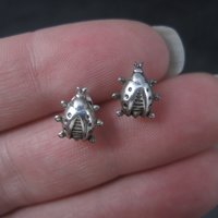 Vintage Sterling Ladybug Stud Earrings