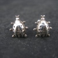 Vintage Sterling Ladybug Stud Earrings