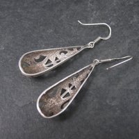 Long Sterling Filigree Earrings
