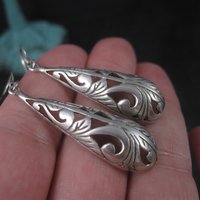 Long Sterling Filigree Earrings