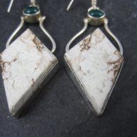 Large Sterling Chrysoprase Gemstone Earrings