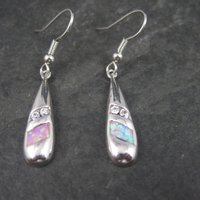 Vintage Sterling Pink Opal Cz Earrings