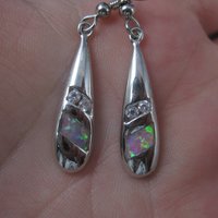 Vintage Sterling Pink Opal Cz Earrings