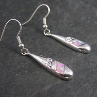 Vintage Sterling Pink Opal Cz Earrings