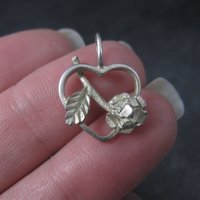 Sterling Diamond Cut Heart Rose Pendant