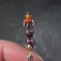 Vintage Sterling Enamel Witch Ring Size 7.5