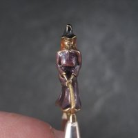 Vintage Sterling Enamel Witch Ring Size 7.5