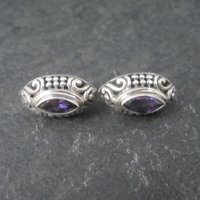 Ornate Sterling Amethyst Earrings