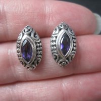 Ornate Sterling Amethyst Earrings