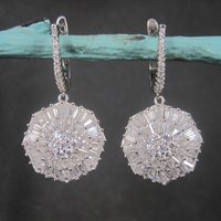 Vintage Sterling Cubic Zirconia Latch Earrings
