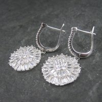 Vintage Sterling Cubic Zirconia Latch Earrings