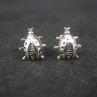 Vintage Sterling Ladybug Stud Earrings