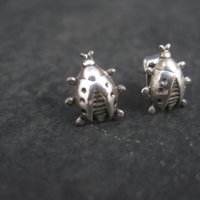Vintage Sterling Ladybug Stud Earrings