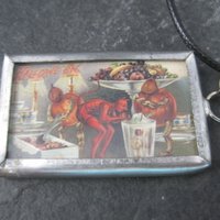 Vintage Halloween Postcard Pendant Necklace