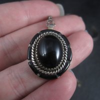 Vintage Southwestern Onyx Inlay Bracelet Pendant Ring Jewelry Set Size 5