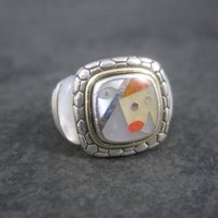 Vintage Sterling 18K Picasso Inlay Ring Size 5.5 Grossbardt