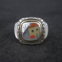 Vintage Sterling 18K Picasso Inlay Ring Size 5.5 Grossbardt