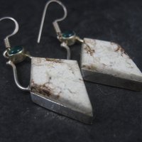 Large Sterling Chrysoprase Gemstone Earrings