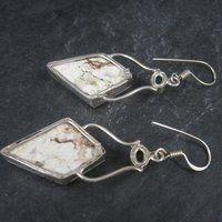Large Sterling Chrysoprase Gemstone Earrings