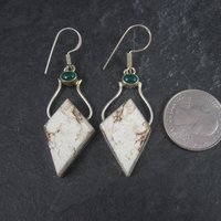 Large Sterling Chrysoprase Gemstone Earrings