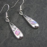 Vintage Sterling Pink Opal Cz Earrings