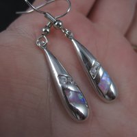 Vintage Sterling Pink Opal Cz Earrings