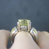 Vintage Sterling 18K Lemon Quartz Inlay Butterfly Ring Size 8 Asch Grossbardt