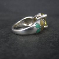 Vintage Sterling 18K Lemon Quartz Inlay Butterfly Ring Size 8 Asch Grossbardt