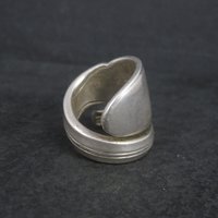 Heavy Silver Plate Rose Spoon Ring Size 10