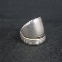 Heavy Silver Plate Rose Spoon Ring Size 10
