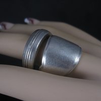 Heavy Silver Plate Rose Spoon Ring Size 10