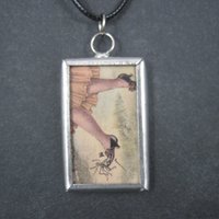 Vintage Halloween Postcard Pendant Necklace